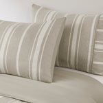 Kent 3 Piece Striped Herringbone Oversized Comforter Set Taupe