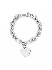 Stainless Steel Heart Tag Bracelet