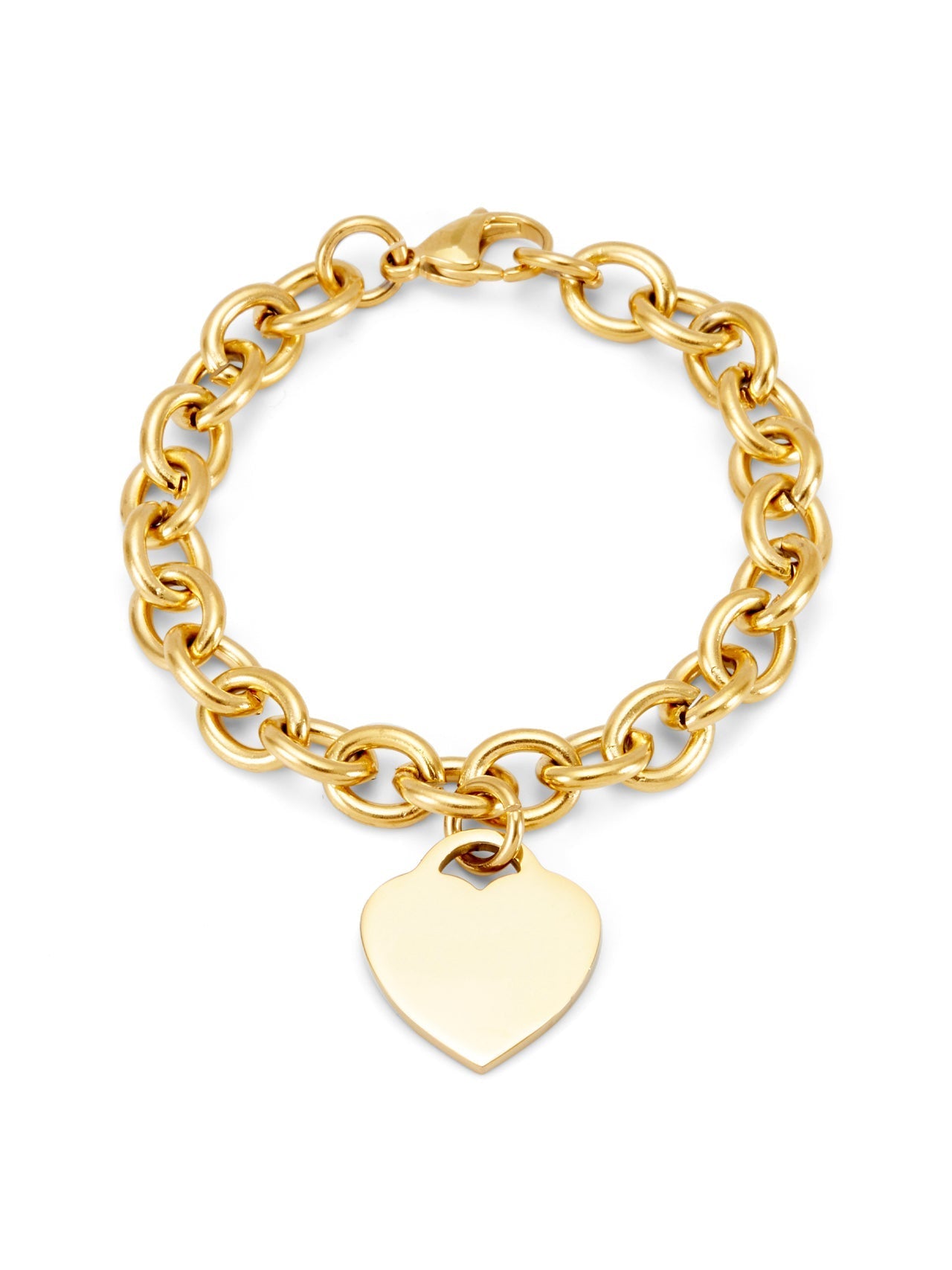  Relativity Gold Stainless Steel Heart Shape Tag Bracelet - Gold - Bonton