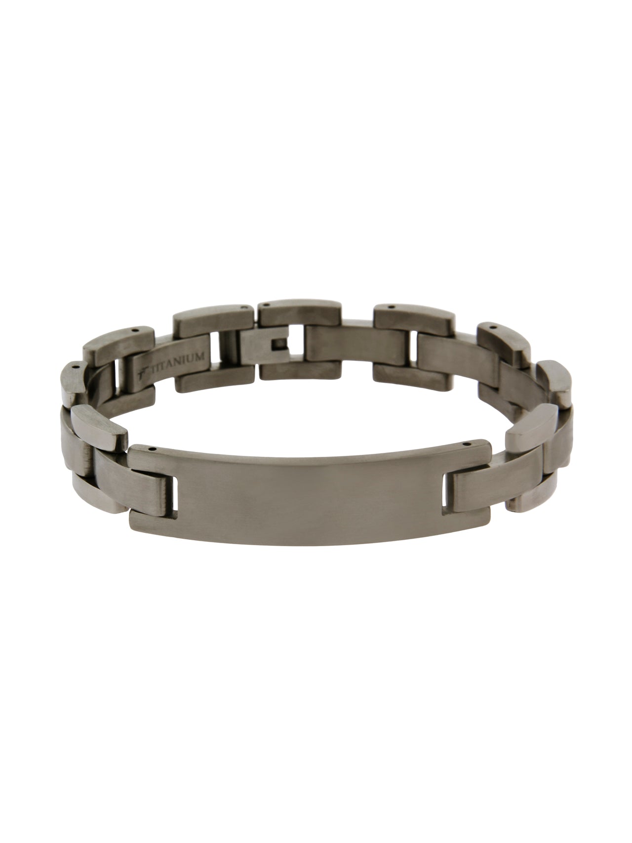  Kenneth Roberts Men's Titanium ID Bracelet - Silver - Bonton