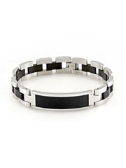 Men's Black and Stainless Steel ID Bracelet