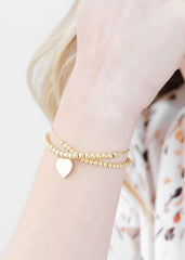 Gold Bolo Bracelet w/ Heart Tag