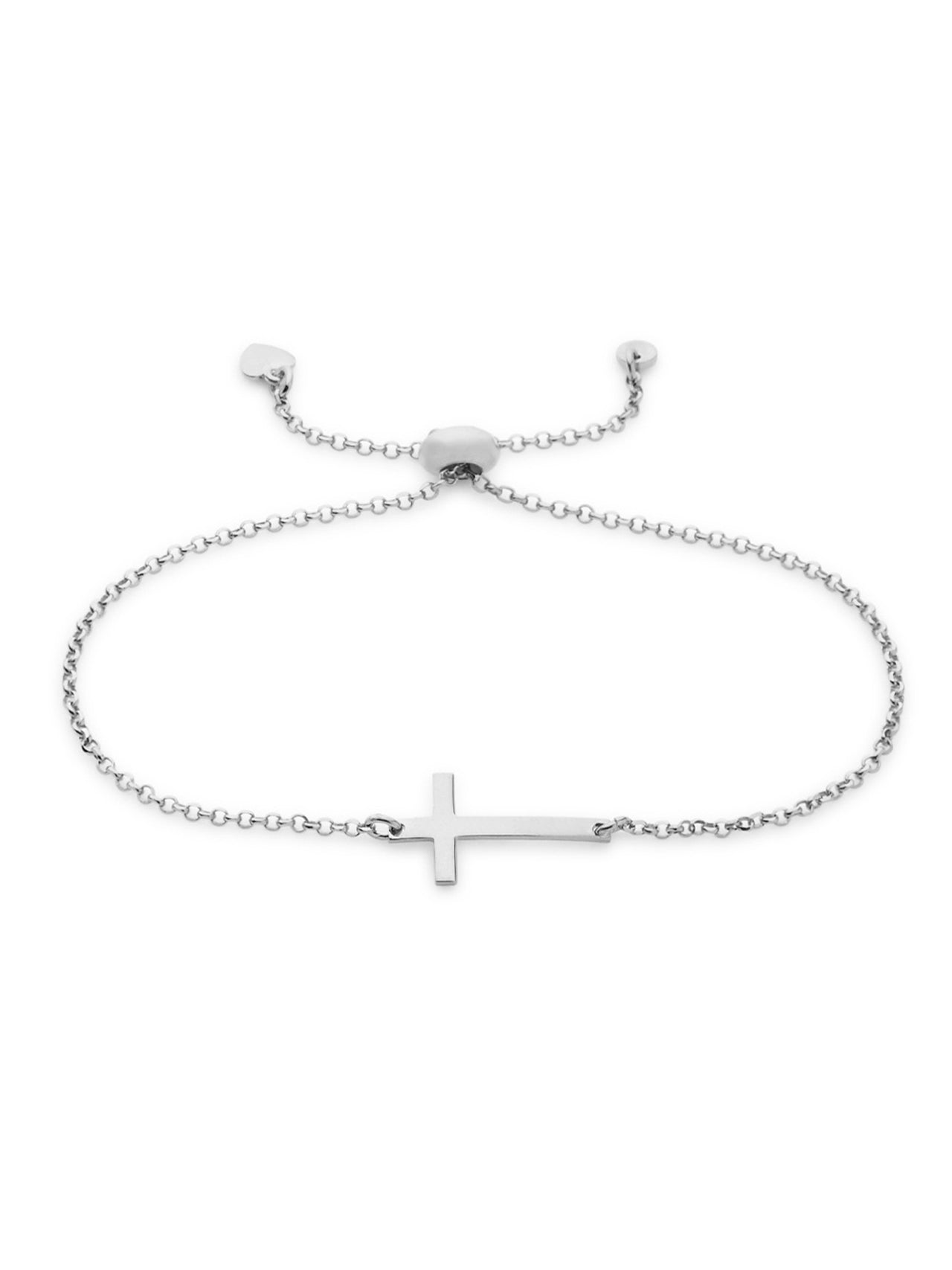  Relativity Sterling Silver Horizontal Cross Bolo Bracelet - Silver - Bonton