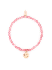 Pink Heart Charm Jade Bracelet