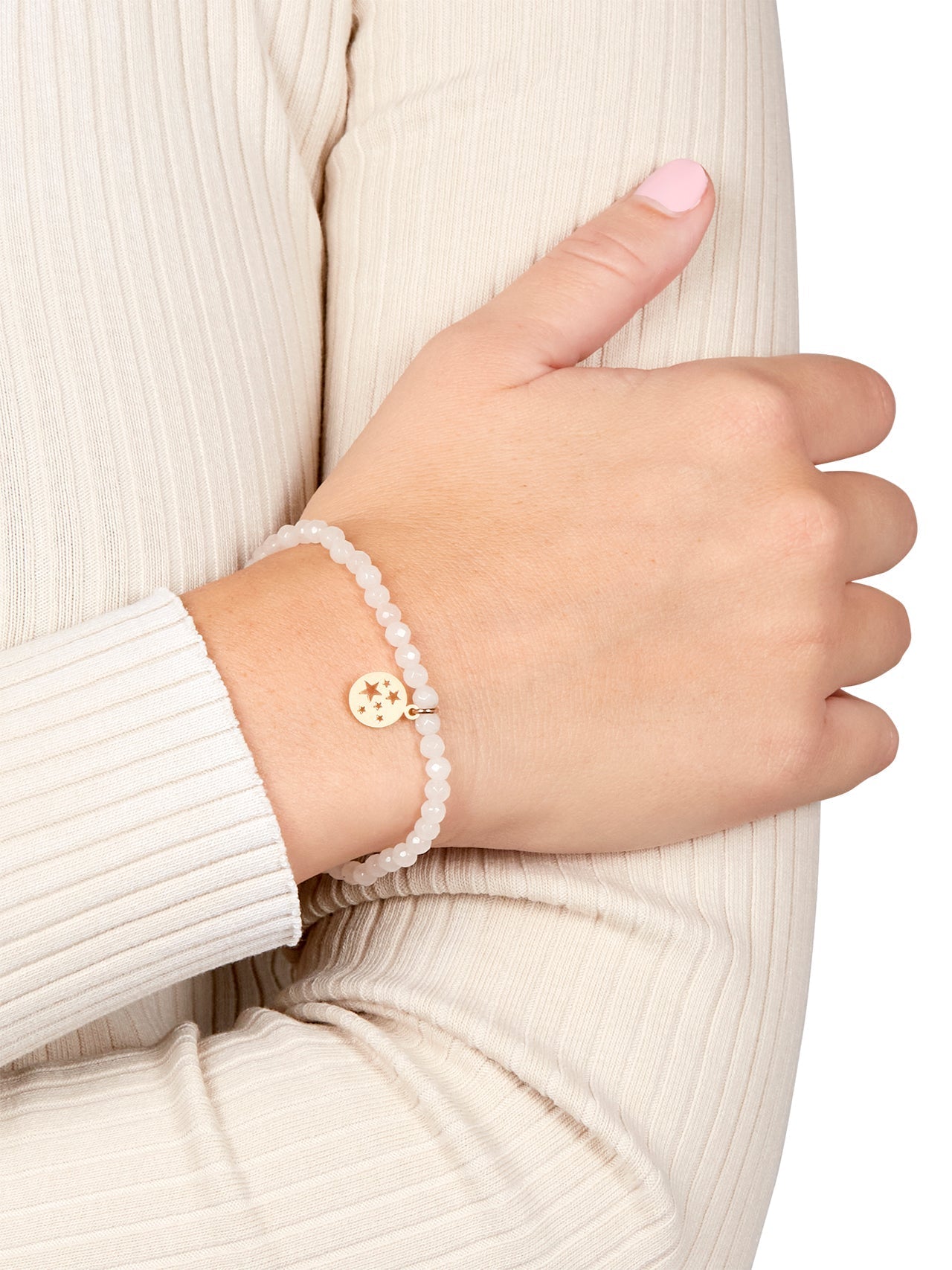  Relativity Pink Star White Jade Bracelet - Pink - Bonton