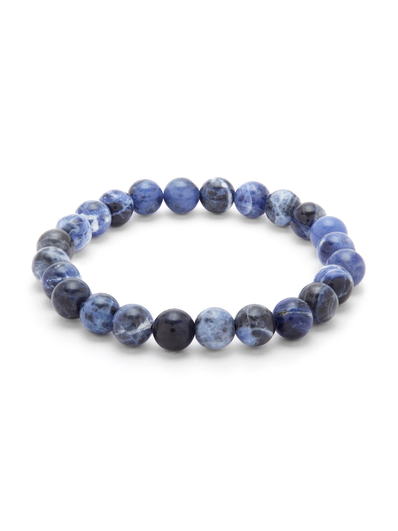  Kenneth Roberts Men's Sodalite Agate Bead Bracelet - Blue - Bonton