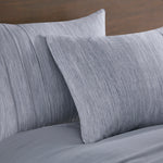 Maddox 3 Piece Striated Cationic Dyed Oversized Duvet Cover Set with Pleats Blue