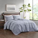 Guthrie 3 Piece Striated Cationic Dyed Oversized Quilt Set Blue