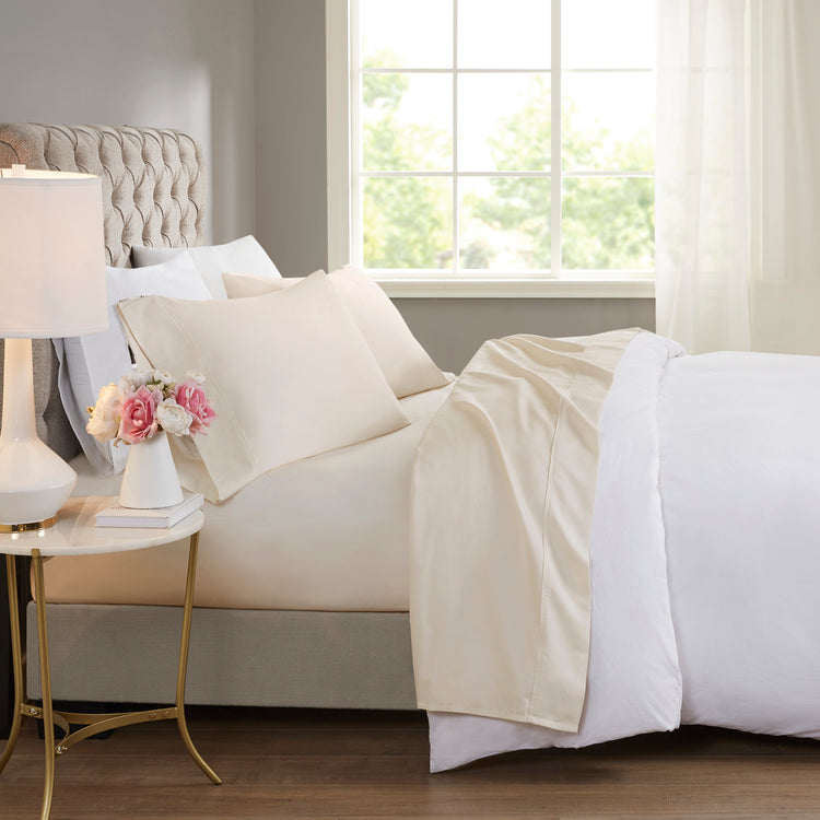 600 Thread Count Cooling Cotton Blend 4 Piece Sheet Set Ivory