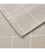 Oversized Cotton Flannel 4 Piece Sheet Set Beige Windowpane