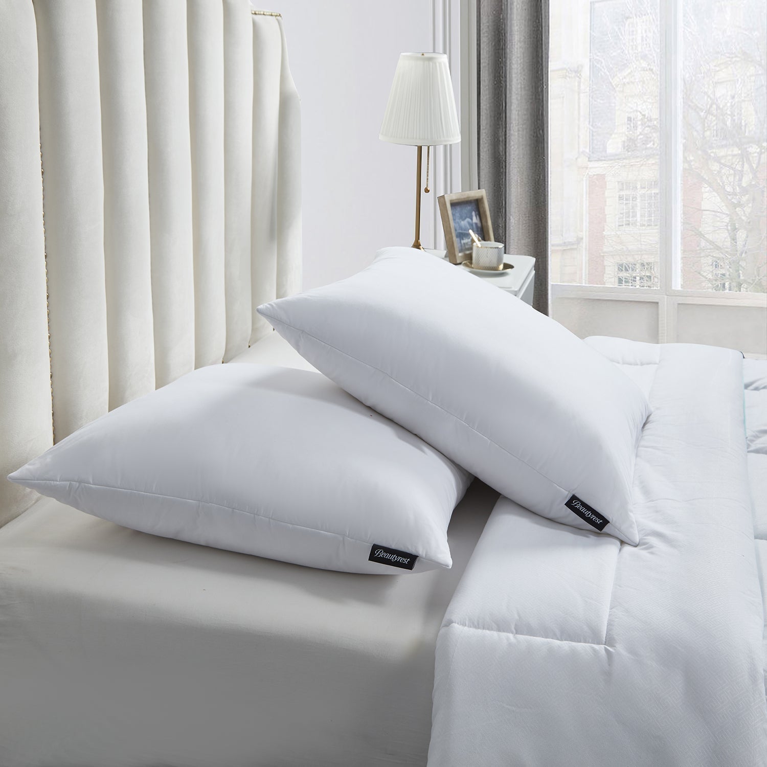  Beautyrest Euro Square Firm Pillow Set of 2 - White - Bonton