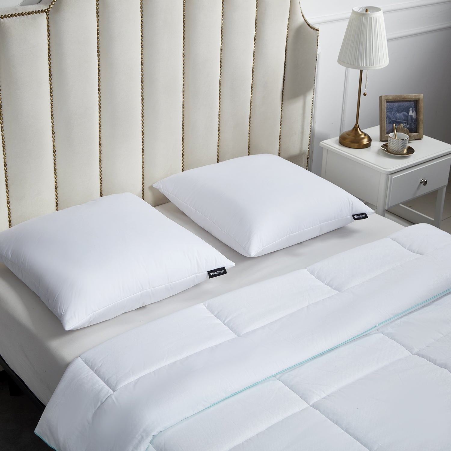  Beautyrest Euro Square Firm Pillow Set of 2 - White - Bonton