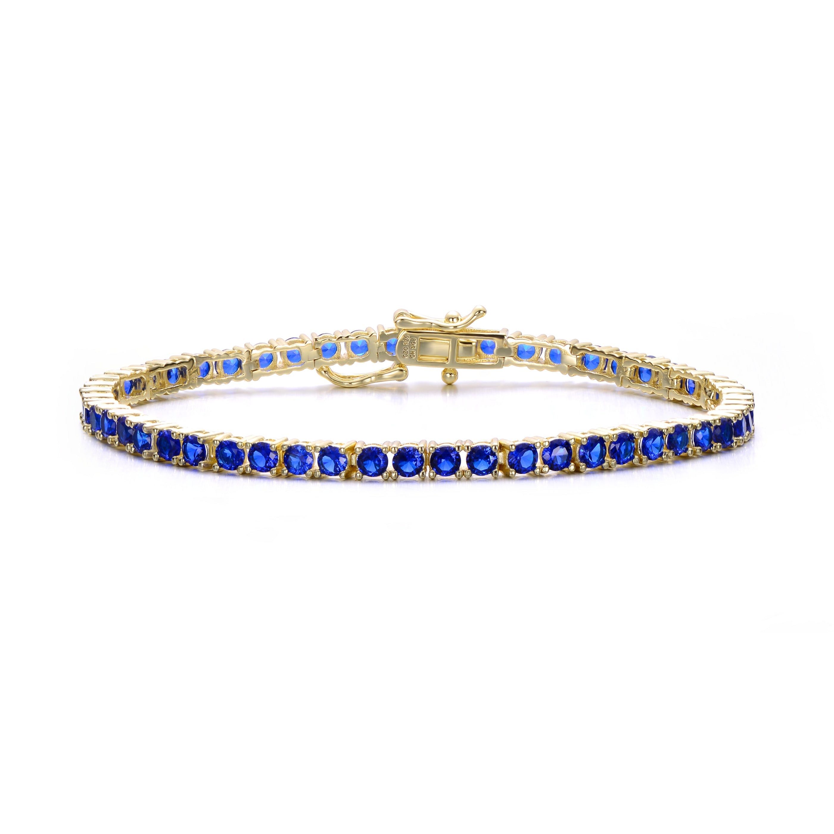  Rachel Glauber 3mm Sterling Silver 14k Yellow Gold Plated Tennis Bracelet With Colored Cubic Zirconia - Green - Bonton