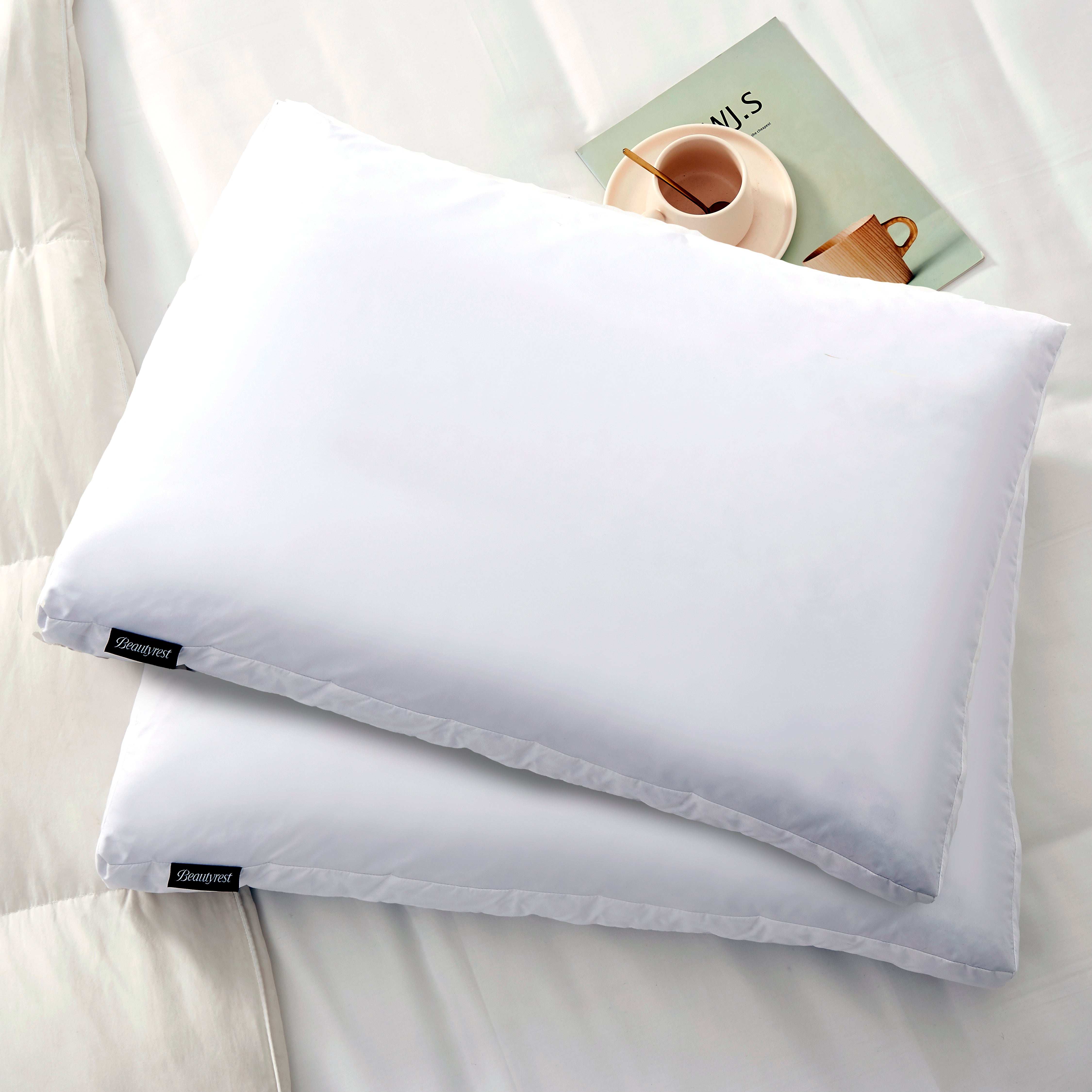  Beautyrest Microfiber Medium Firm Gusset Feather & Down Pillow - 2 Pack - White - Bonton