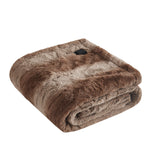 Marselle Faux Fur Heated Wrap with Built-in Controller Tan