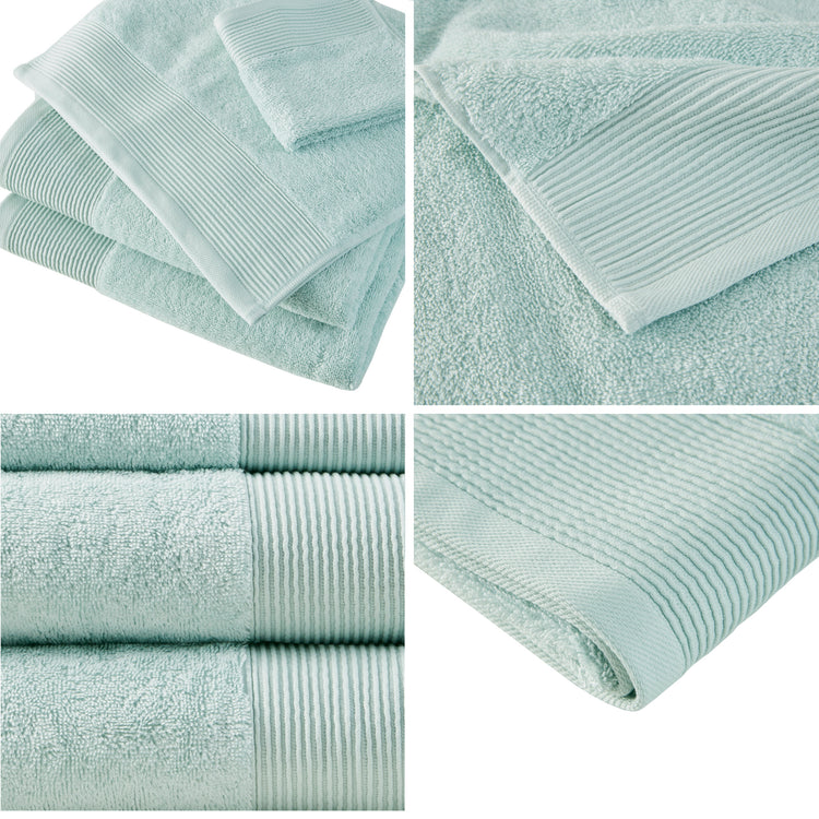 Nuage Cotton Tencel Blend Antimicrobial 6 Piece Towel Set Seafoam