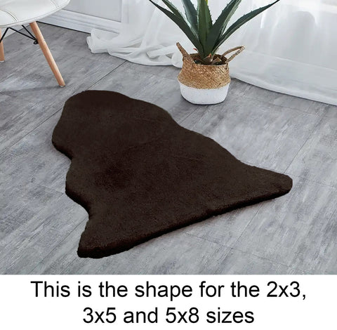 Chocolate Brown Faux Rabbit Fur Fuzzy Soft Fluffy Plush Cozy Shaggy Area Rug by Homemartgoods