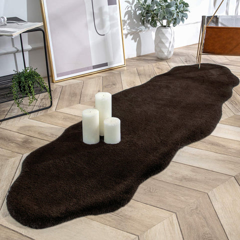 Chocolate Brown Faux Rabbit Fur Fuzzy Soft Fluffy Plush Cozy Shaggy Area Rug by Homemartgoods