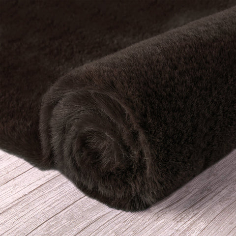 Chocolate Brown Faux Rabbit Fur Fuzzy Soft Fluffy Plush Cozy Shaggy Area Rug by Homemartgoods
