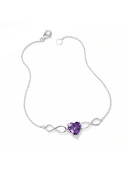 Silver Birthstone Heart Inifinity Bracelet