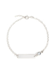 Silver Bar Bracelet w/ Bezel Birthstone