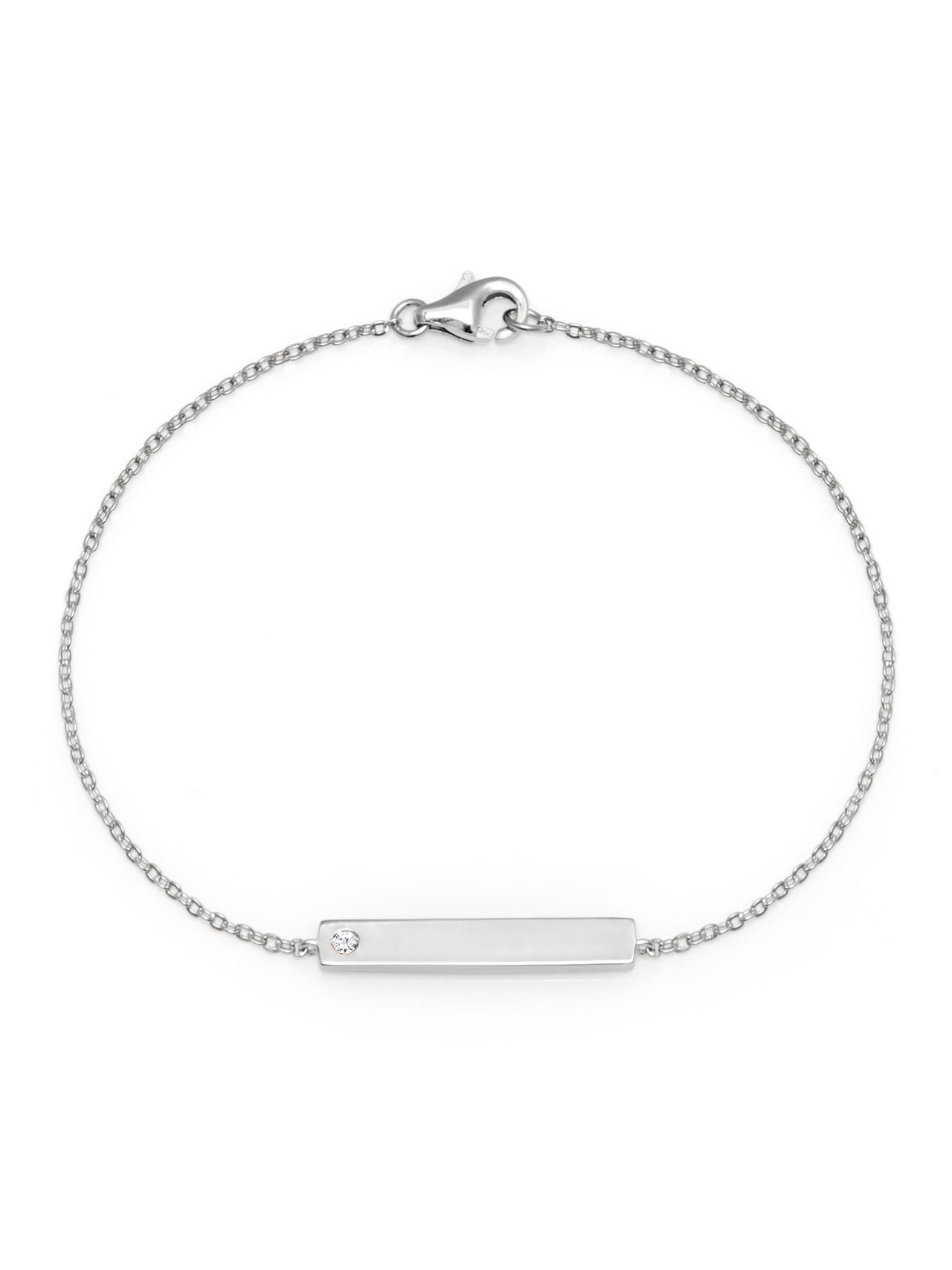  Relativity Silver Bar Plate w/ Birthstone Bracelet - Opal - Bonton