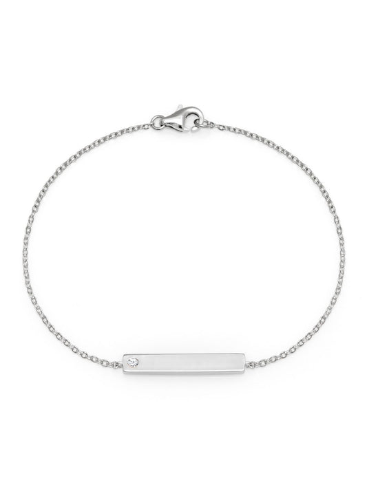 Silver Bar Plate w/ Birthstone Bracelet