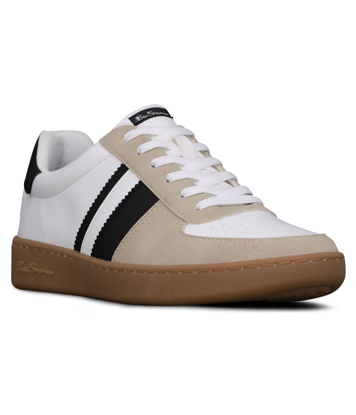  Ben Sherman Hyde U Toe Lace Up Sneaker - White Black - Bonton