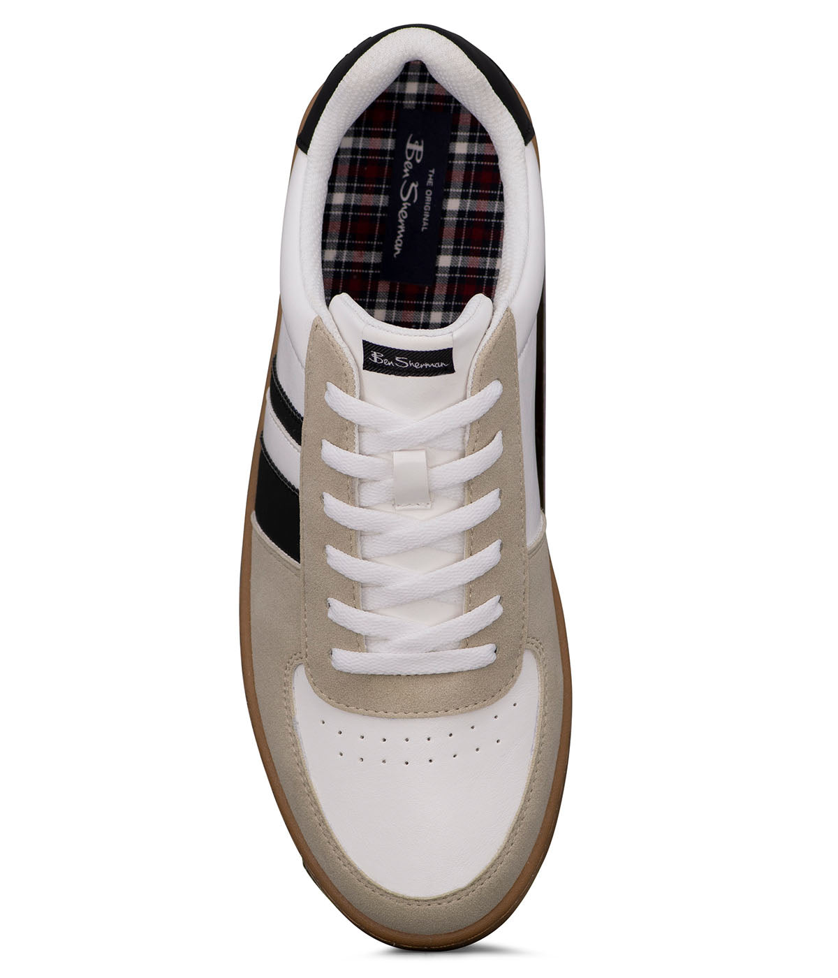  Ben Sherman Hyde U Toe Lace Up Sneaker - White Black - Bonton