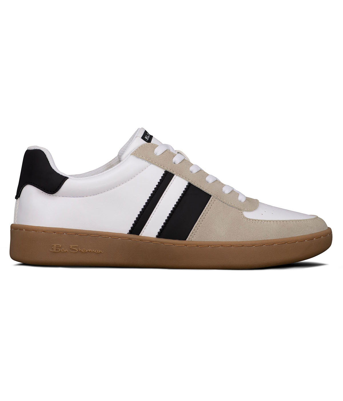  Ben Sherman Hyde U Toe Lace Up Sneaker - White Black - Bonton