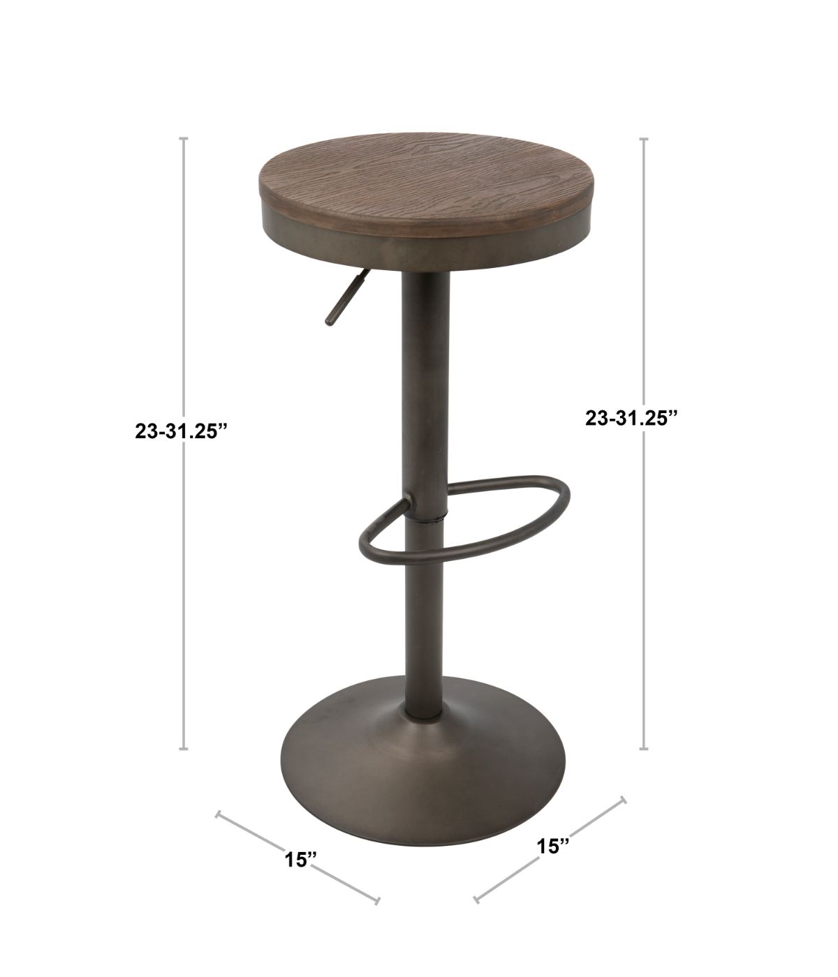  LumiSource Dakota Barstool - Set of 2 Grey & Brown - Grey & Brown - Bonton