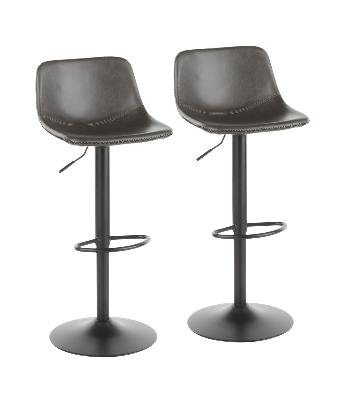  LumiSource Duke Barstool - Set of 2 Black & Grey - Black & Grey - Bonton