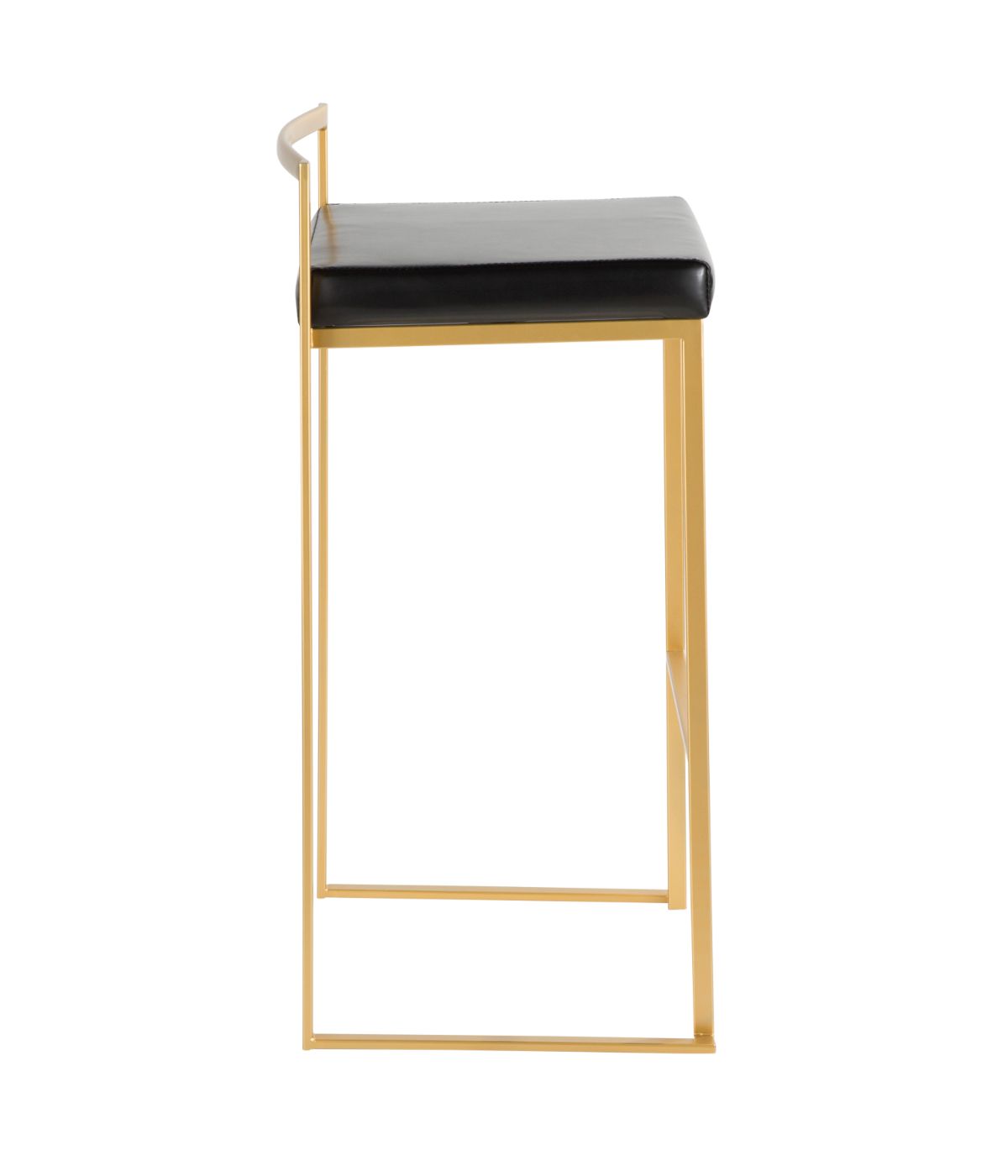 Fuji Stacker Gold Barstool Leather - Set of 2 Gold & Black