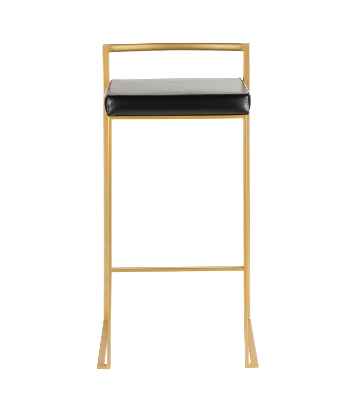 Fuji Stacker Gold Barstool Leather - Set of 2 Gold & Black