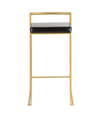 Fuji Stacker Gold Barstool Leather - Set of 2 Gold & Black