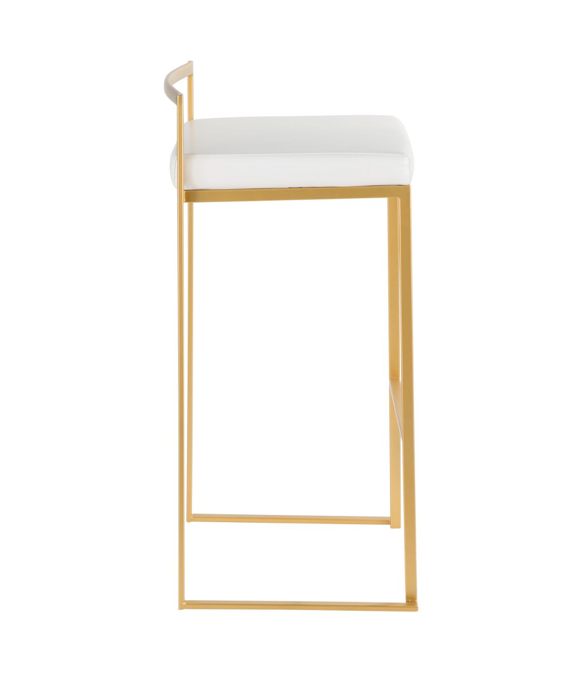  LumiSource Fuji Stacker Gold Barstool Leather - Set of 2 Gold & White - Gold & White - Bonton