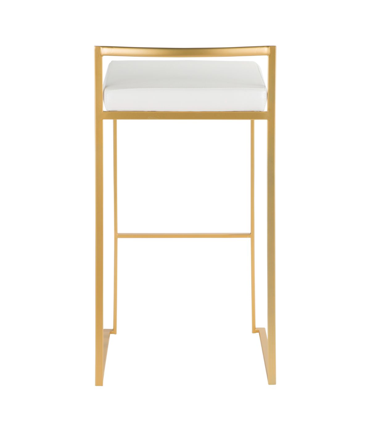  LumiSource Fuji Stacker Gold Barstool Leather - Set of 2 Gold & White - Gold & White - Bonton