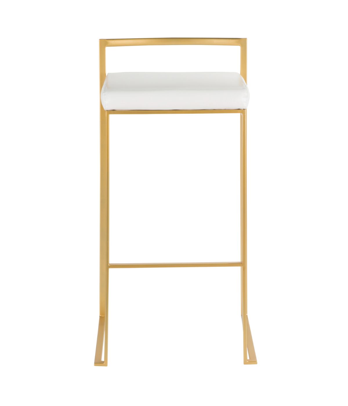  LumiSource Fuji Stacker Gold Barstool Leather - Set of 2 Gold & White - Gold & White - Bonton