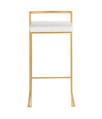 Fuji Stacker Gold Barstool Leather - Set of 2 Gold & White