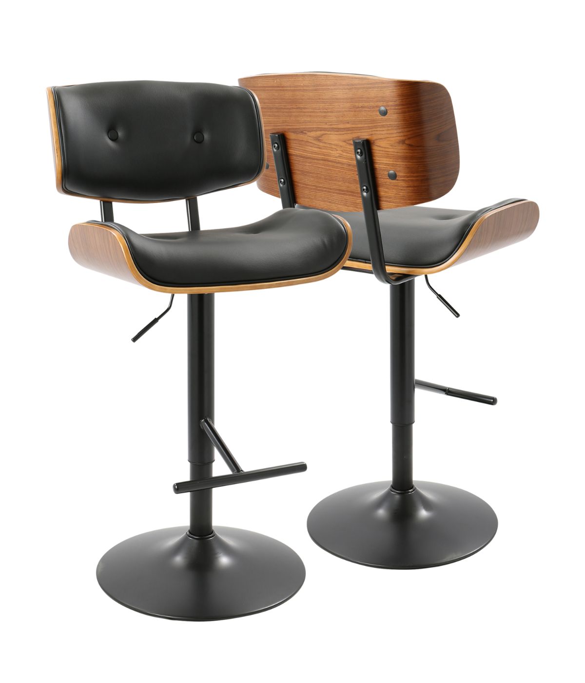  LumiSource Lombardi Barstool Walnut & Black - Walnut & Black - Bonton