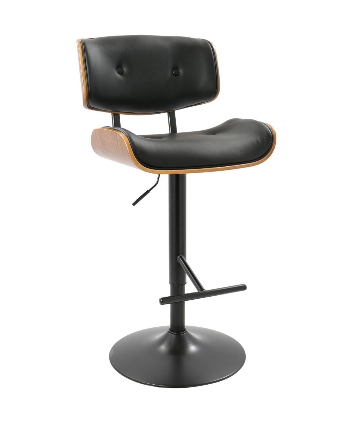  LumiSource Lombardi Barstool Walnut & Black - Walnut & Black - Bonton