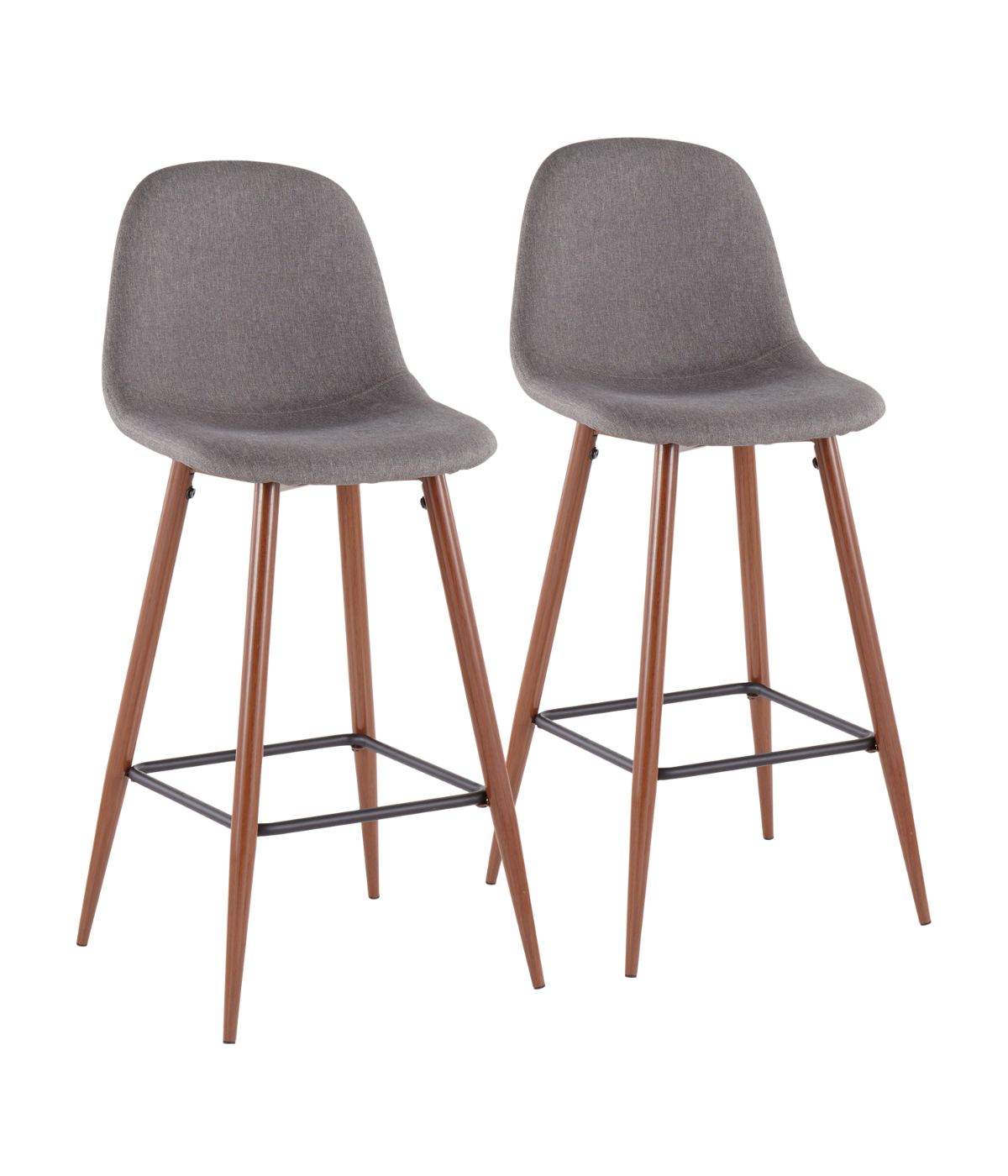  LumiSource Pebble Barstool - Set of 2 Walnut & Charcoal - Walnut & Charcoal - Bonton