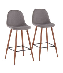 Pebble Barstool - Set of 2 Walnut & Charcoal