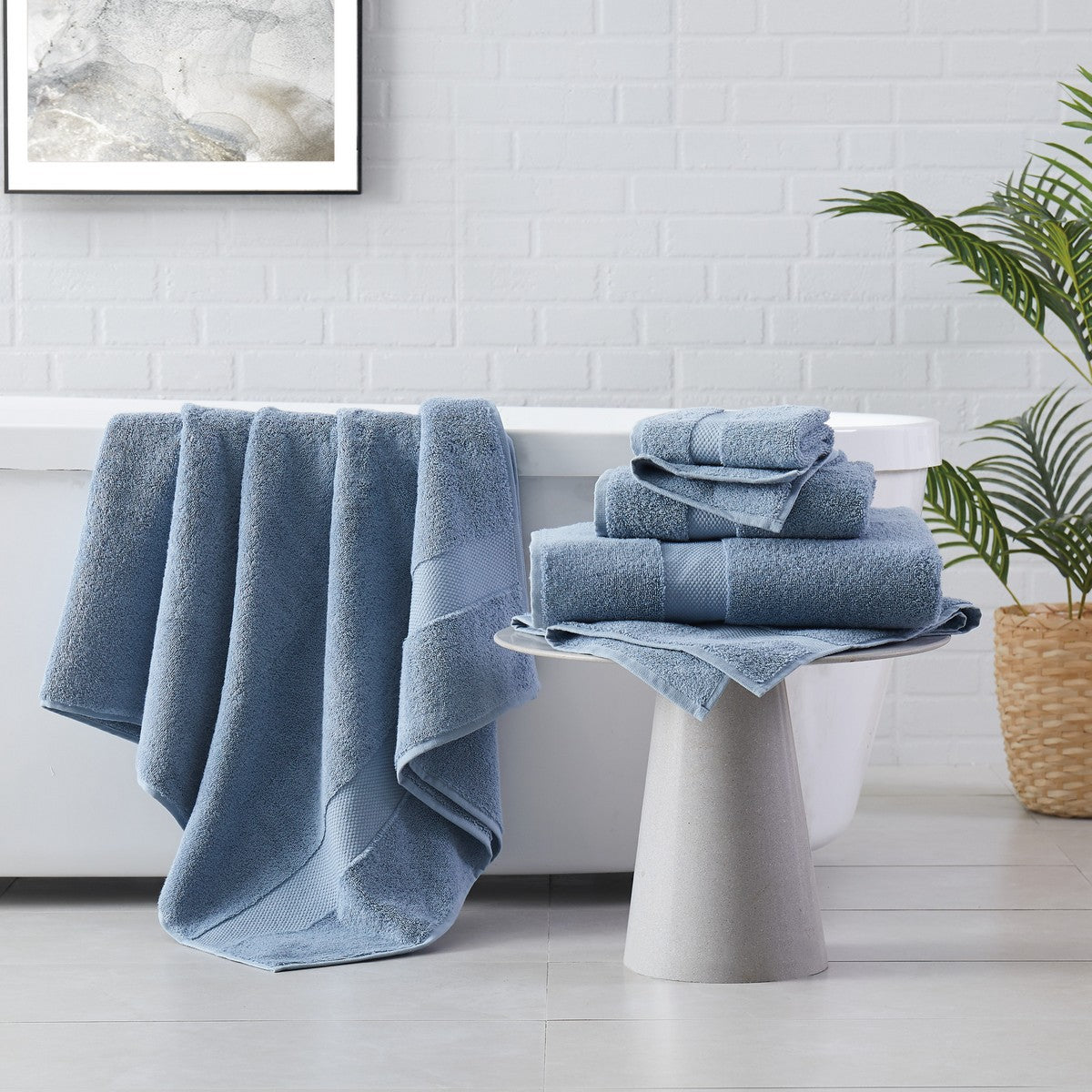  Brooklyn Loom Luxury Turkish Cotton Towel 6 Piece Set Blue - Blue - Bonton