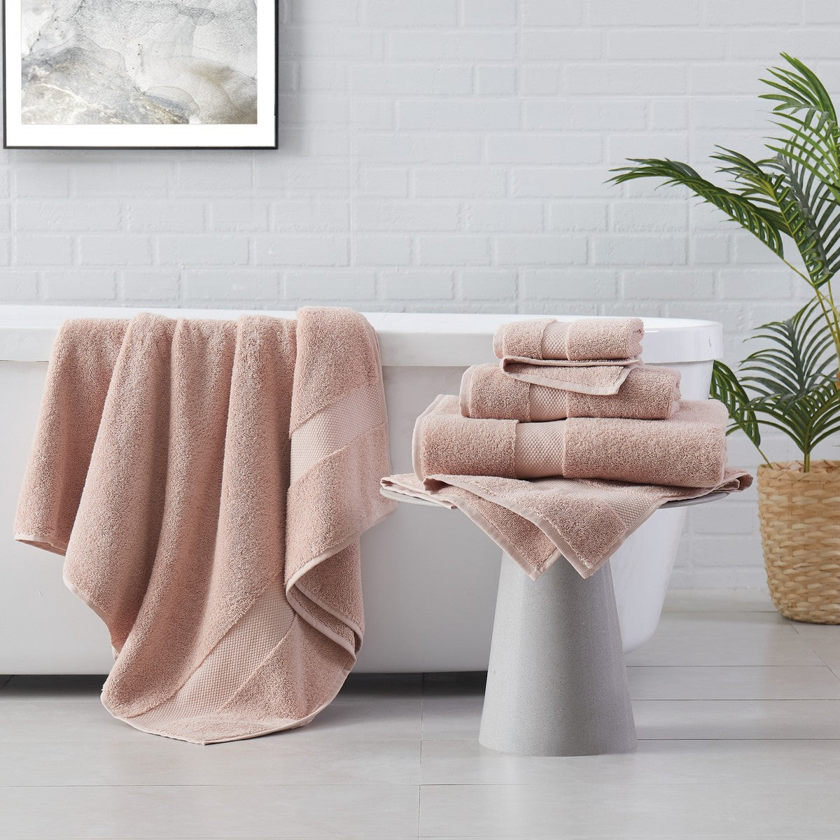  Brooklyn Loom Luxury Turkish Cotton Towel 6 Piece Set Blush - Blush - Bonton