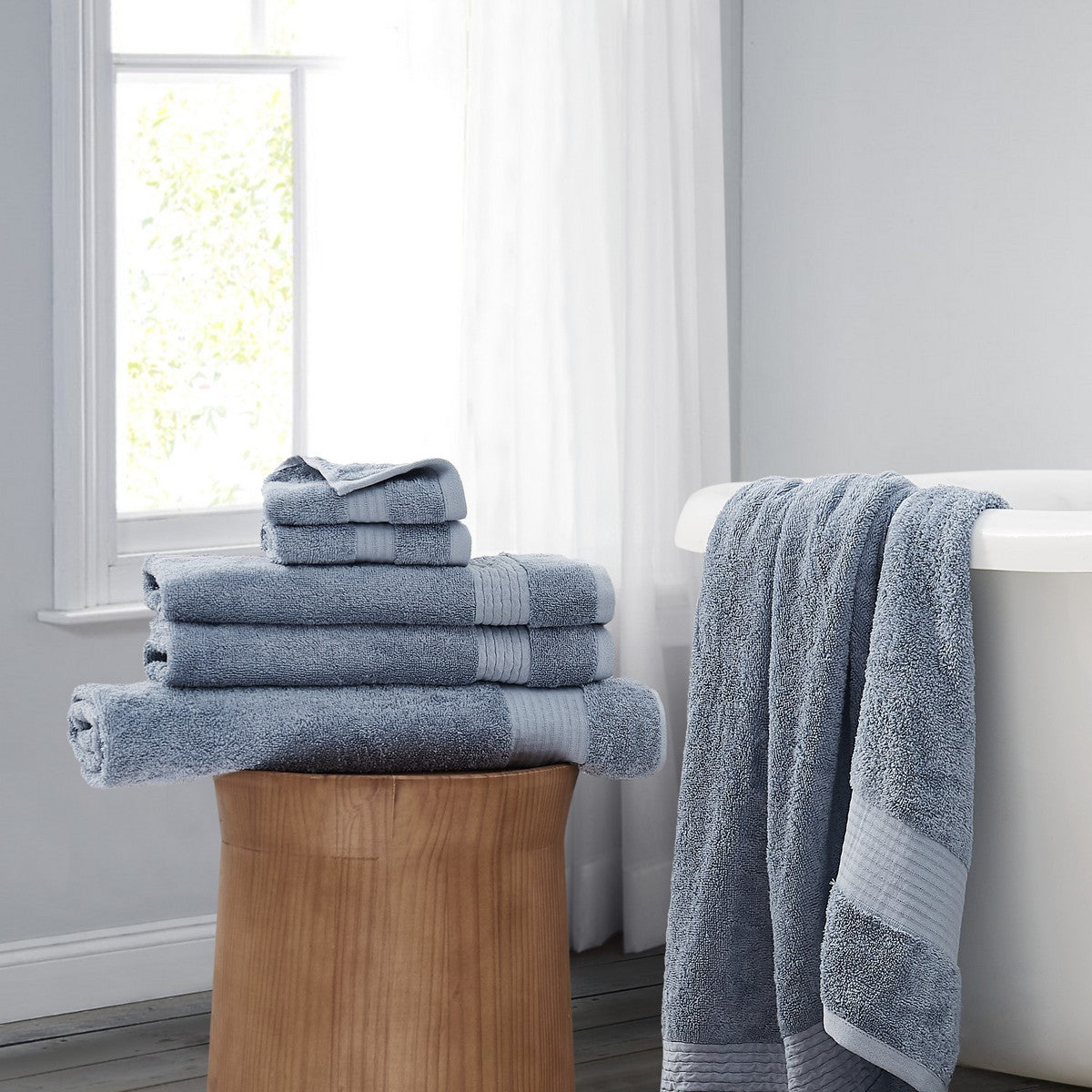  Brooklyn Loom Cotton TENCEL™ Towel 6 Piece Set Blue - Blue - Bonton