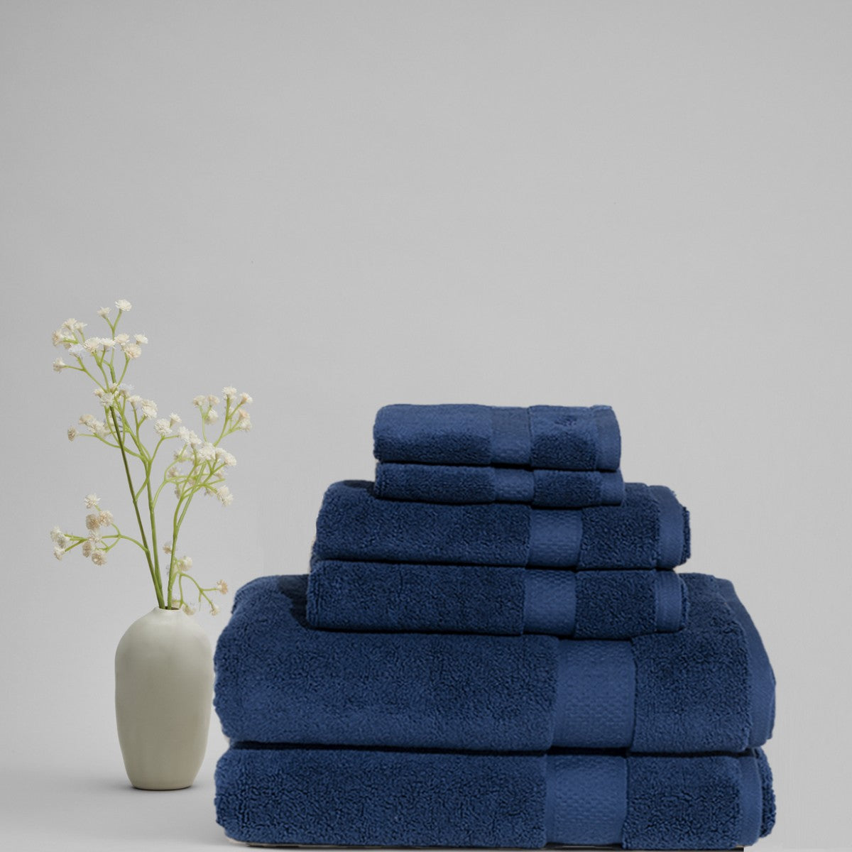  Royal Velvet Signature Solid 6 Piece Towel Set - Navy - Bonton