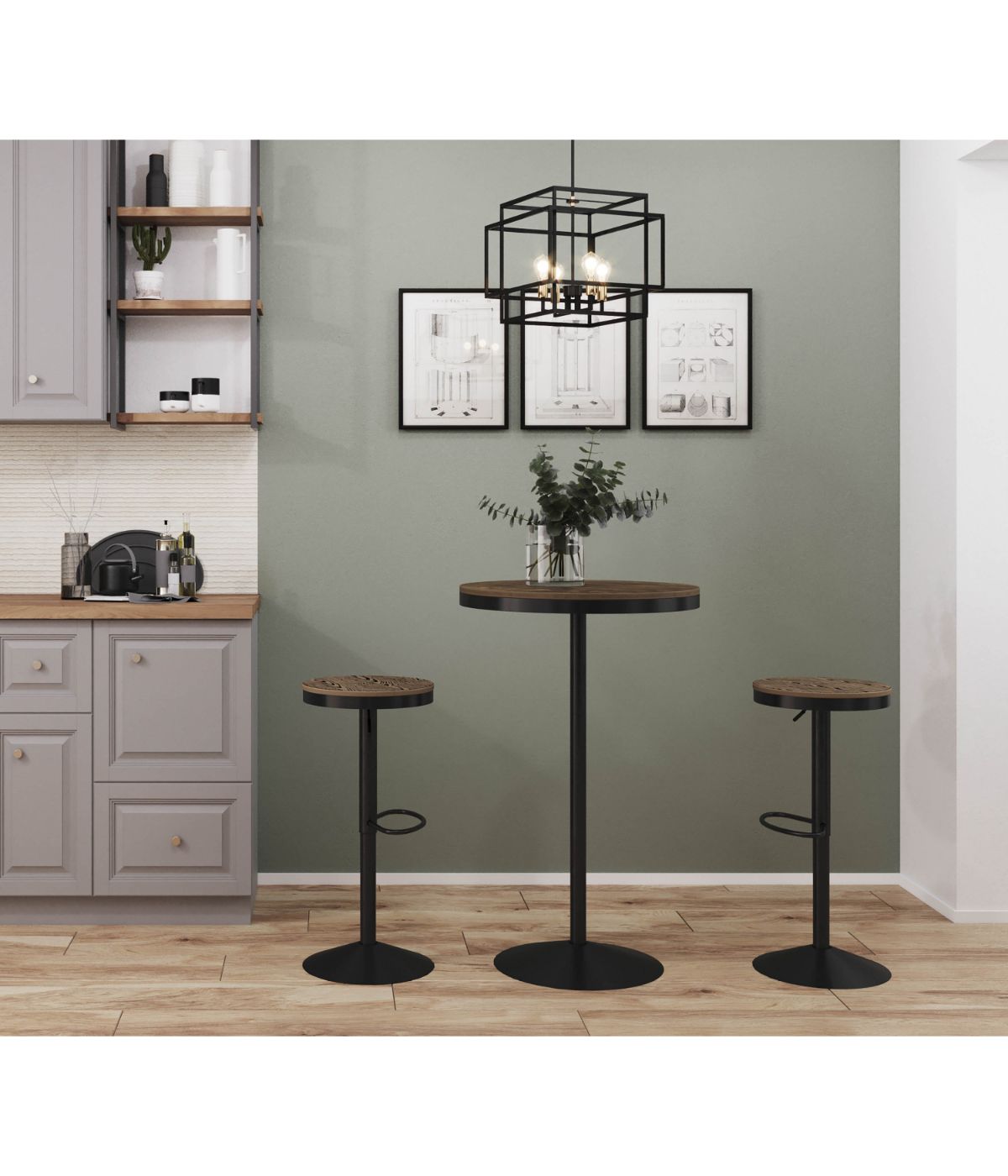  LumiSource Dakota Bar Table Black & Brown - Black & Brown - Bonton