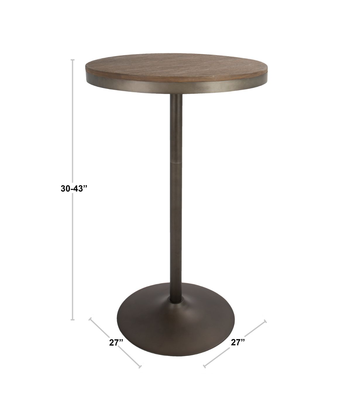  LumiSource Dakota Bar Table Black & Brown - Black & Brown - Bonton