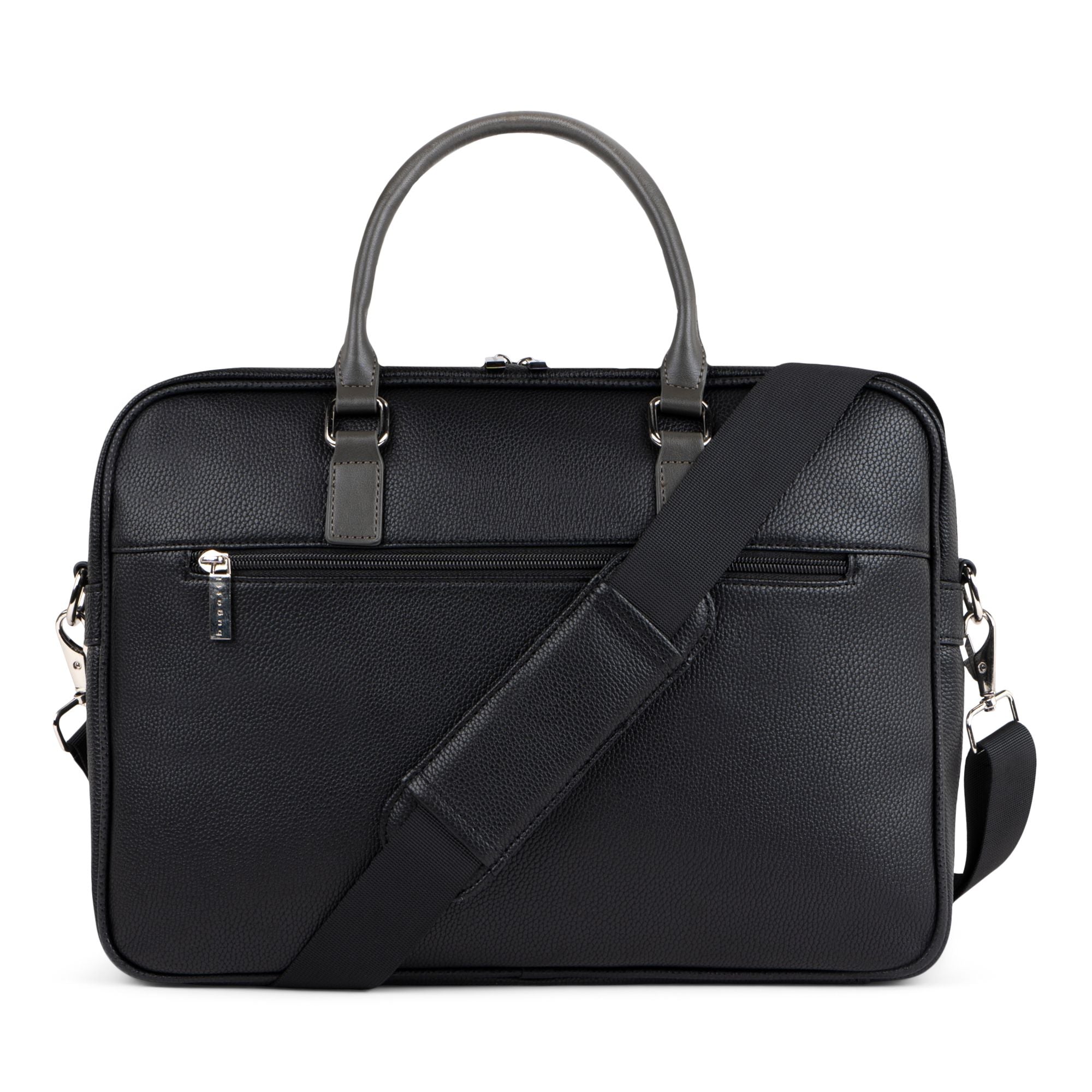  Bugatti Contrast Collection Briefcase -Vegan Leather - Black - Bonton